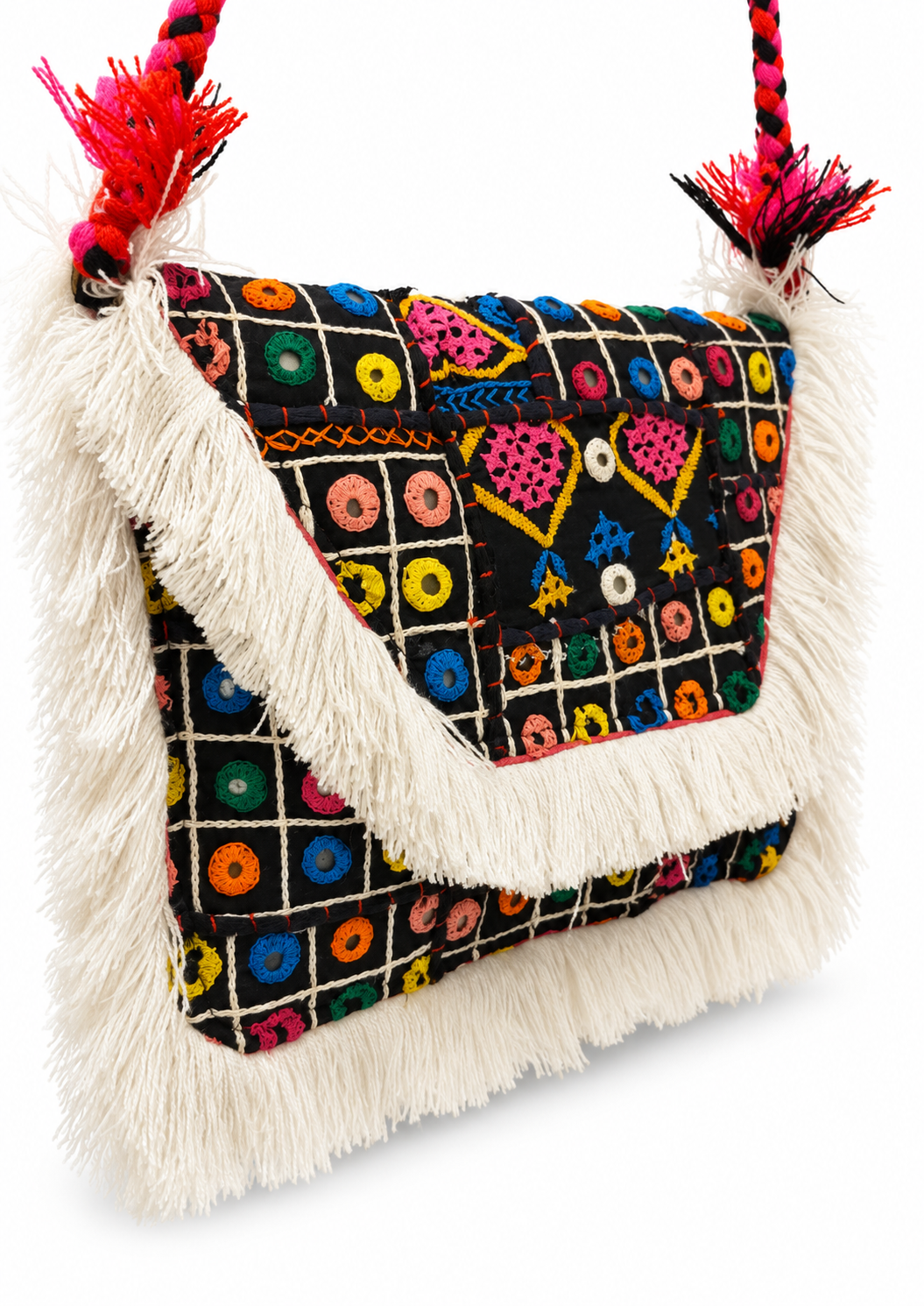 Image of Handmade Multicolor Embroidered Shoulder Bag | Rosalie