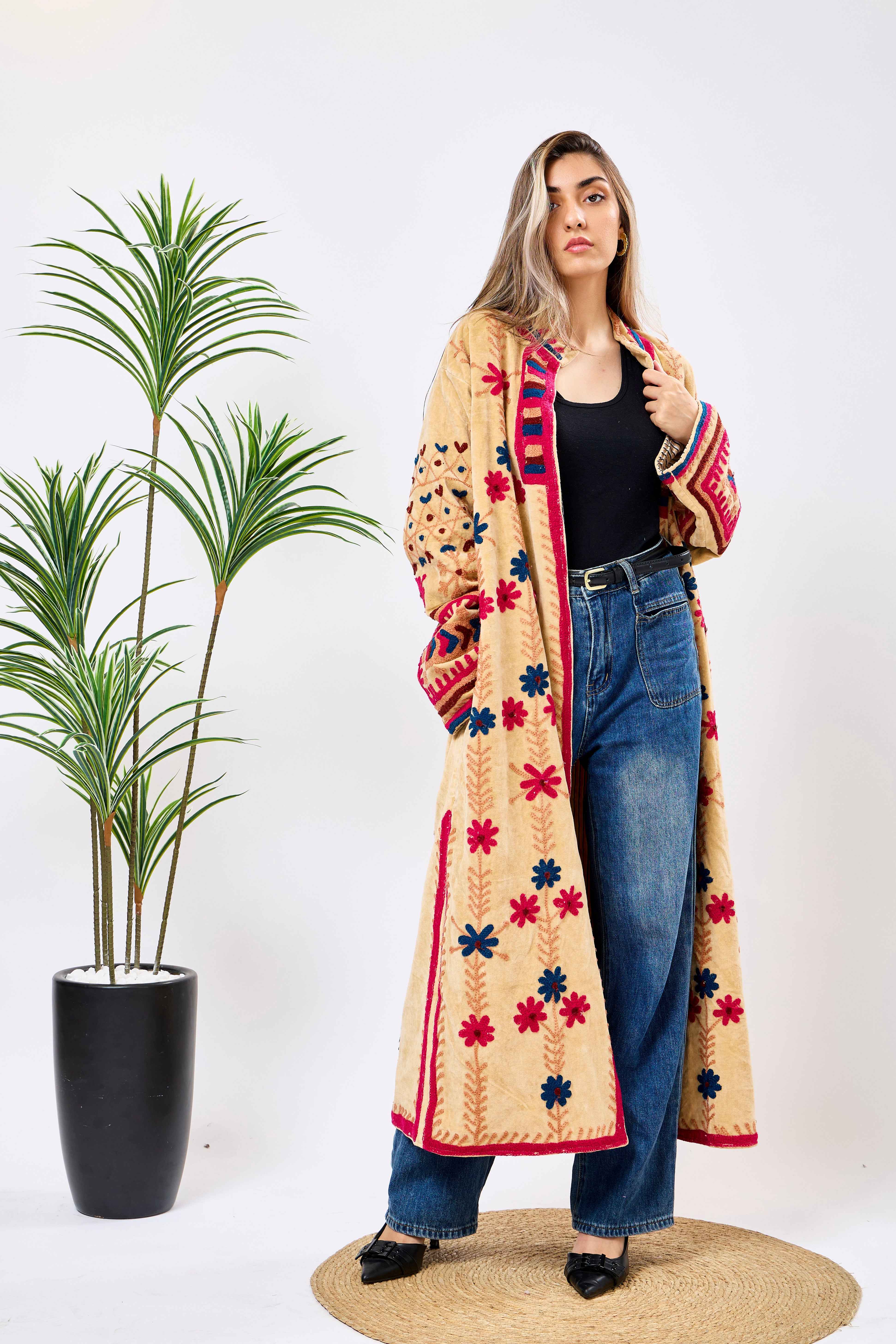 Image of Zareen Long Velvet Jacket