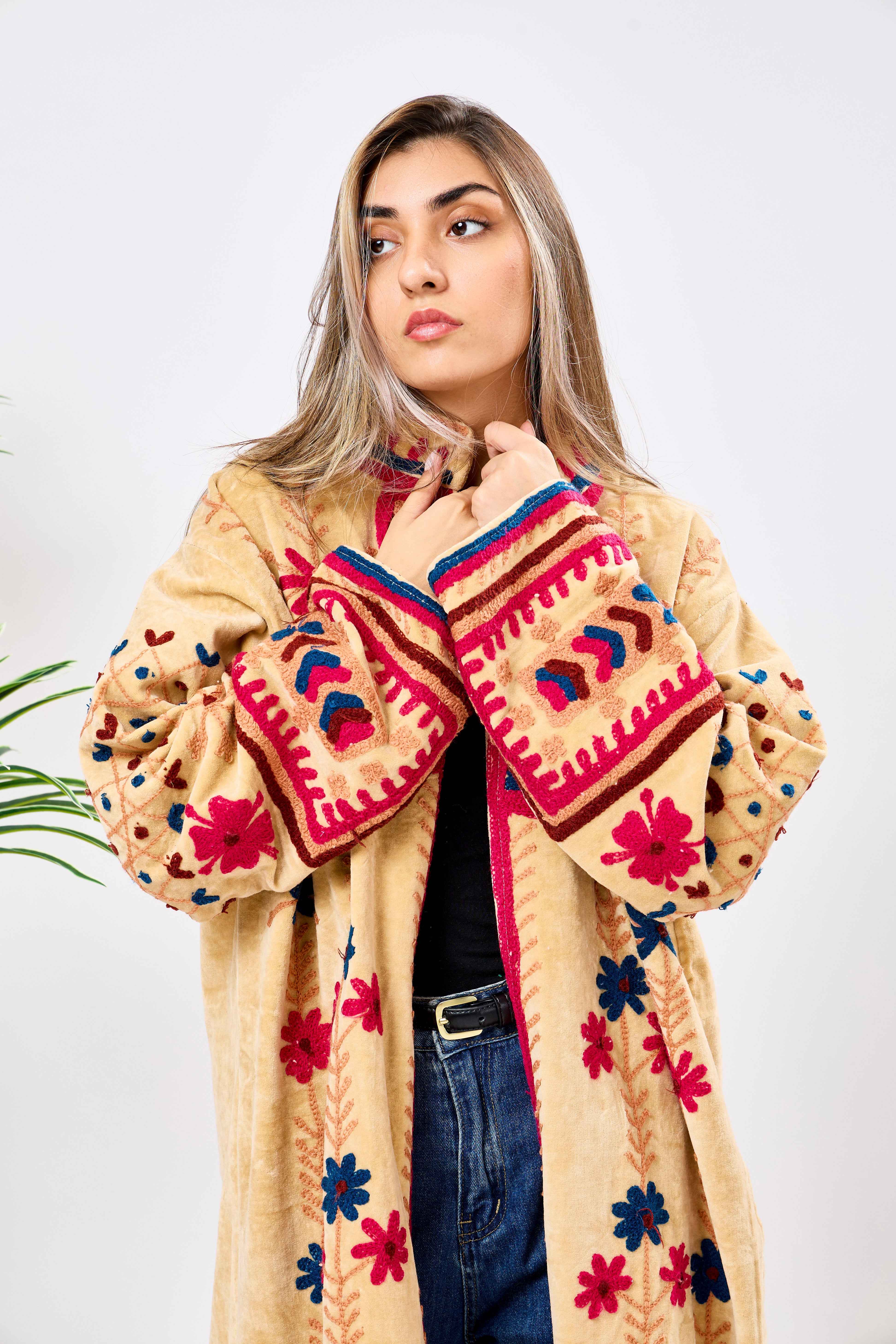 Image of Zareen Long Velvet Jacket