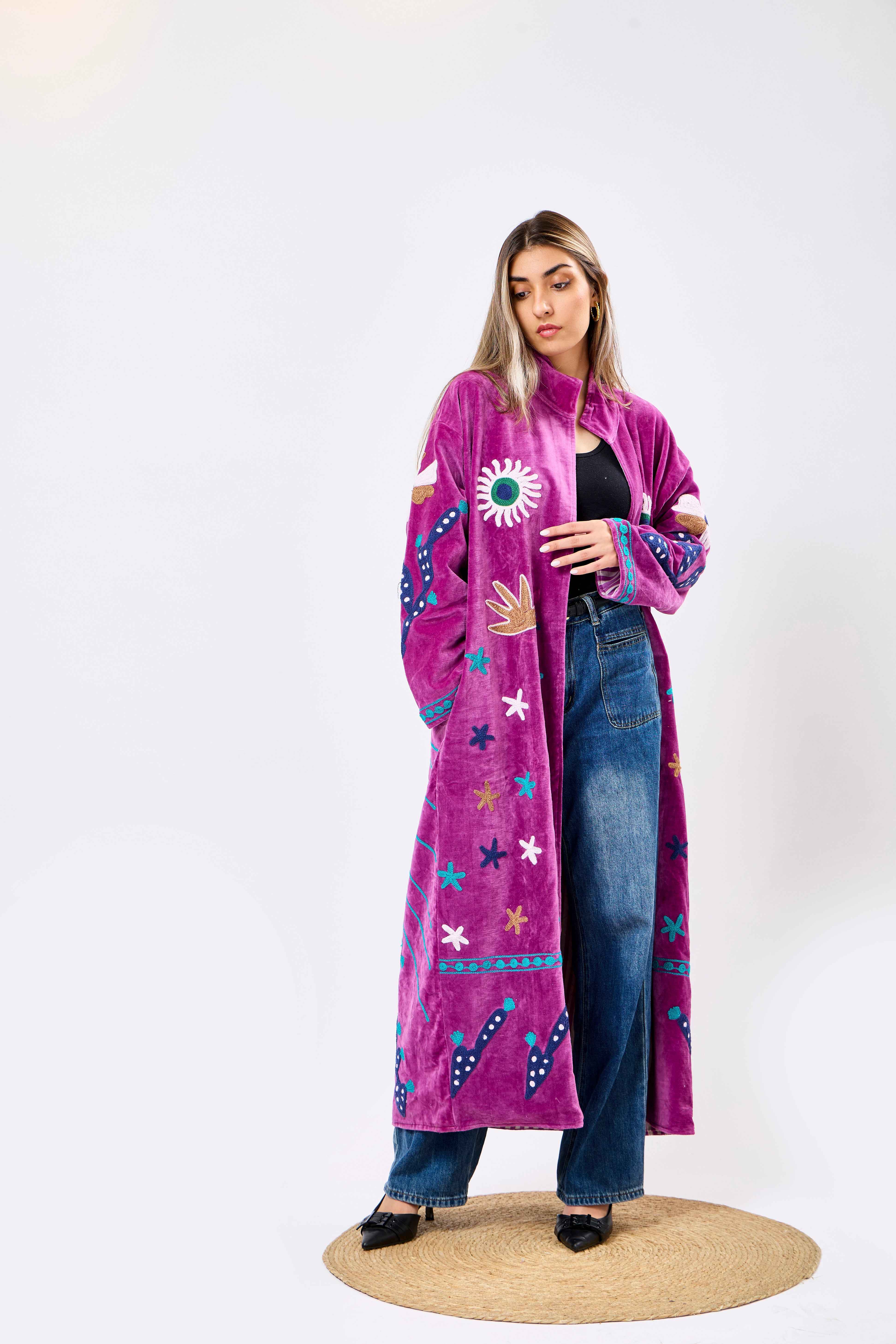 Image of Velora Long Velvet Jacket